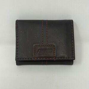 Genuine Dickies Mens Trifold Wallet Brown Leather RFID Blocking Zipper Pocket
